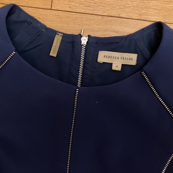 Rebecca Taylor Blue Sheath Dress Sleeveless Crew Neck - Picture 3 of 5